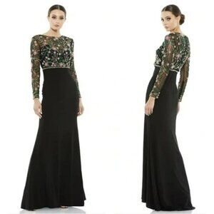 Mac Duggal Embellished Rhinestone Jersey Maxi Dress Formal Gown NWT Sz 10